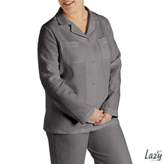 Lazy Linen Ladies Pyjama Set in Charcoal