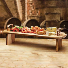 GEEZY Acacia Wooden Raised Serving Platter for Antipasti, Tapas, Entrees and Desserts, 36 x 13 x 13 cm