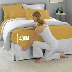 40cm Extra Deep Fitted Sheet – Solid Color Deep Pocket Sheet, Soft & Breathable Microfiber Bedding, All Seasons, Hotel-Quality, Machine Washable, Single, Double, King & Super King Sizes