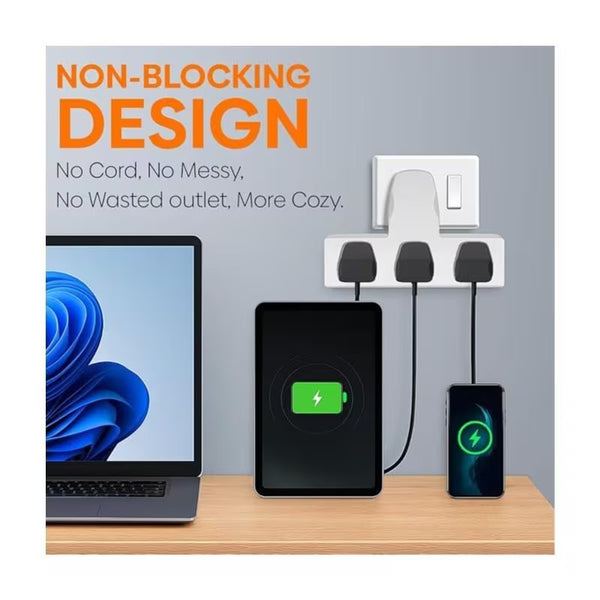 2x 3-Way Plug Adapter with UK Socket Extender – Compact Cable-Free Multi-Outlet Adapter for Home, Office & Travel