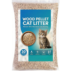 30L Premium Cat Litter - Ultra Absorbent Wood Pellets, Natural Fresh Scent - Soft Bedding for Comfort, Odour Control - Made from Virgin Wood - Scandinavian Timber Aroma