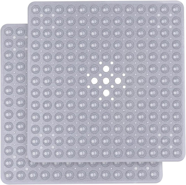 MOONLIGHT20015 Shower Bath Mat Non Slip anti Mould & Mildew with Strong Suction Cups Grip and Drain Holes Soft Rubber Shower Mats - PVC Bathroom Mat Machine Washable (70X38Cm, White)