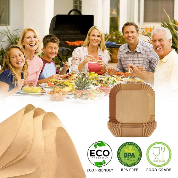 Roe Tenpo Air Fryer Liners, 100Pcs Disposable Baking Parchment Paper, Non-Stick & Greaseproof, Air Fryer Accessories for Ninja ON400UK AF140UK SL300UK, COSORI, Tefal, Russell Hobbs Air Fryer