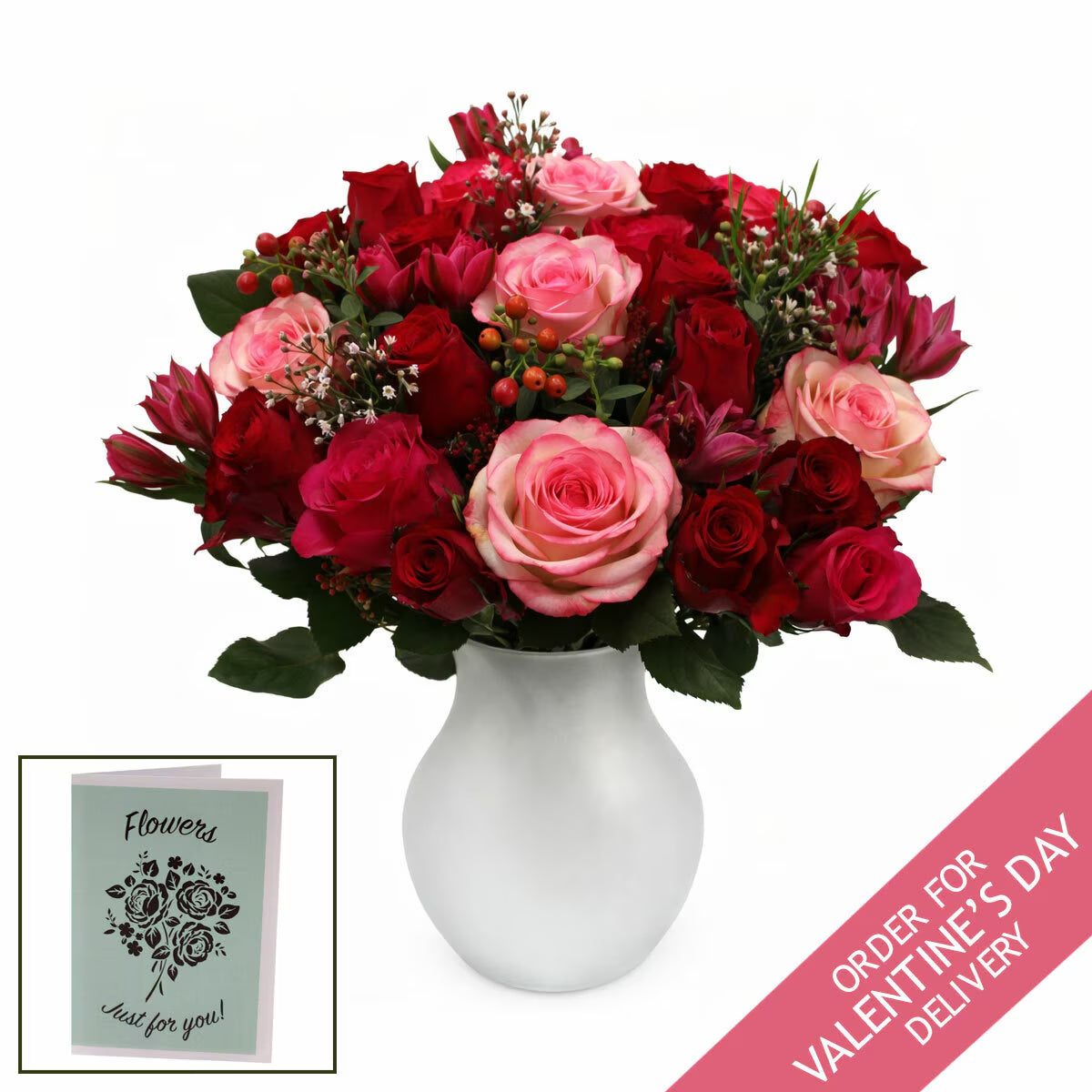 Valentine'S 36 Stem Red Rose Bouquet with Greeting Card