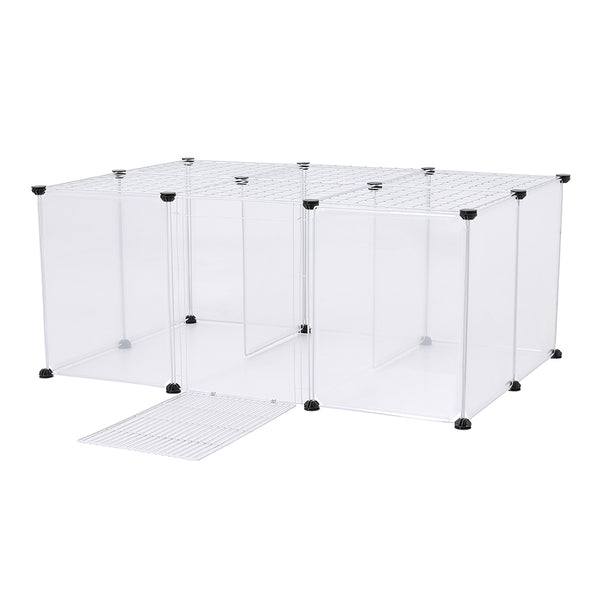Roofed Cat Playpen System, 12/16/18 Panel Choices, Transparent Cat Enclosure with Top, Complete Kitty Condo with Top Cover, Escape-Proof Indoor Sanctuary, Top Cover Included for Small/Medium Dogs Indoor Protection & Security, Ideal for Indoor Training, Li