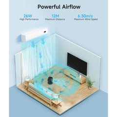 Desktop Air Circulator Fan, Quiet Three-Speed Desktop Fan, 80° Oscillation, 100° Adjustable Tilt, 12-Meter Long-Distance Air Delivery, Removable Front Cover, Black, Suitable for Bedroom/Office.
