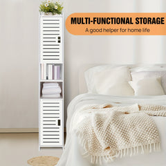 White Freestanding Tall Cabinet for The Bathroom, Featuring a 5-Tier Storage Design with 2 Doors, Ideal for Saving Space, Measuring 116CM.