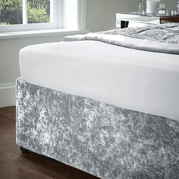Luxury Velvet Divan Bed Base Cover with Elegant Valance Wrap Fits Single, Double, and Super King Sizes
