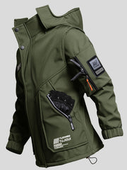 Men'S Thick Fleece Winter Warm Set, Workwear Casual Jacket with Hooded Zipper, Multi-Pocket Jacket, Casual Autumn Winter Men'S Jacket, Long Pants, Fleece Set, Warm Outdoor Hiking, Wear-Resistant