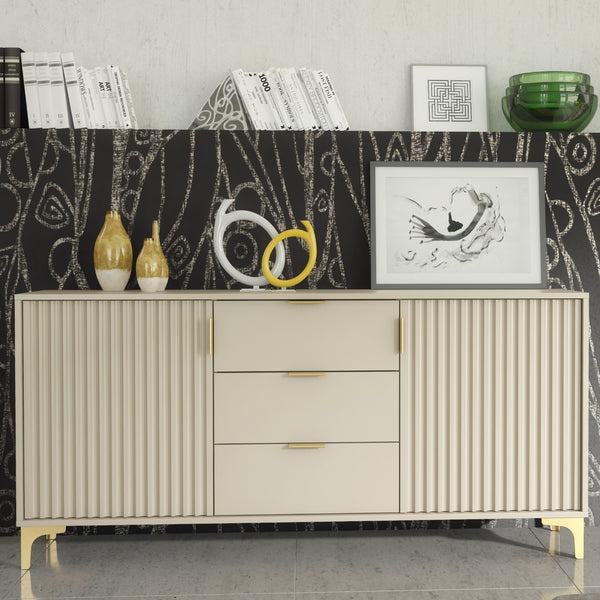 Tide Crest 140cm Modern Sideboard with Gold Accents and Storage