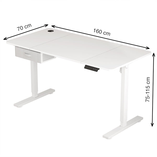 Electric Standing Desk, Sit Stand Table, Height Adjustable Electric Standing Computer Desk with USB Charging Port and Desk Drawer for Home Office