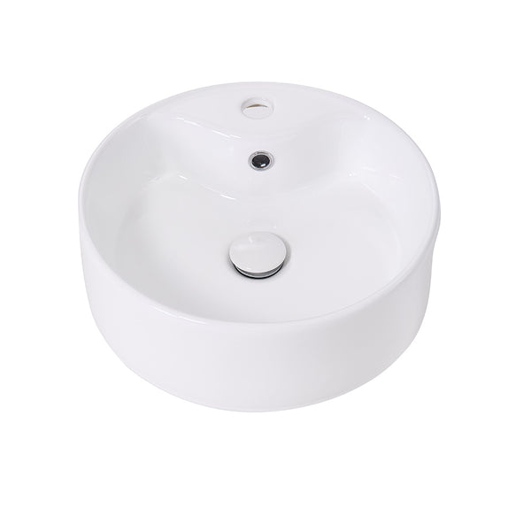 Bathroom Counter Top Sink Cloakroom Toilet Hand Washing Bowl Basin with Waste Pipe Kits Round Ceramic Sink 400*400*155mm