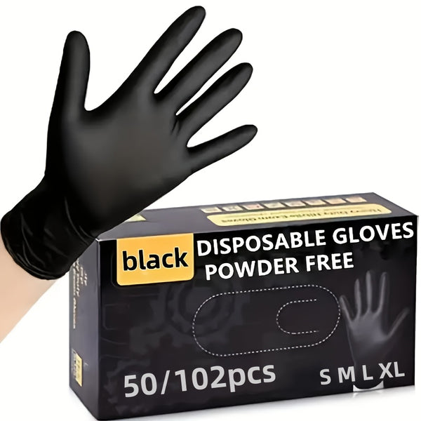 50/102pcs Black Composite Nitrile Gloves - Disposable Cleaning Gloves, Suitable for Kitchen, Dishwashing, Home Cleaning, Handheld, Latex Free, Suitable for Indoor and Outdoor Use, Kitchen Cleaning Gloves