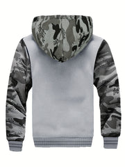 Men'S Cozy Fleece Hoodie, Stylish Color-Blocked Jacket for Autumn And Winter