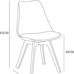 mcc direct 1Pcs Dining Chair Wooden Legs Soft Cushion Pad Stylish DELUXE Retro Lounge Dining Office EVA