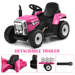 12V Kids Ride on Tractor with Trailer Music and LED Lights