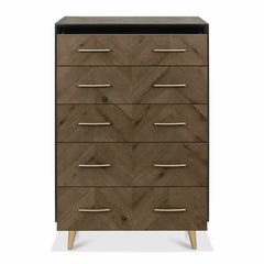 Bentley Designs Sienna Fumed Oak & Peppercorn 5 Drawer Chest of Drawers