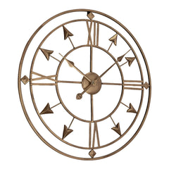 1pc European Industrial Metal Iron Art Wall Clock, 60cm/24inch Giant Open Skeleton Clock, Roman Numberals Display, Outdoor Garden Wall Clock, Silent Non-Ticking Quartz Clock for Indoor Outdoor Yard Patio Living Room Bedroom Kitchen Office Home Decor, Holi