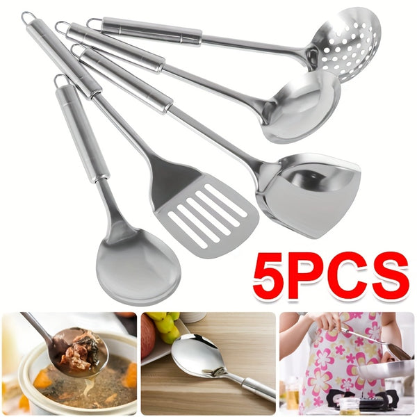 5pcs Stainless Steel Home Kitchen Cooking Tool Utensil Set Spoon Turner Masher