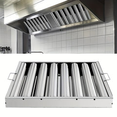 Stainless Steel Kitchen Exhaust Hood with Grease Baffle Filter - Modern, Sleek Design for Efficient Airflow and Easy Maintenance, Ideal for Home and Commercial Use, Commercial Kitchen Hood | Sleek Stainless Hood | Durable Kitchen Hood, Exhaust Fan