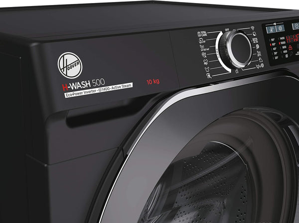 Hoover H-WASH 500 10Kg Freestanding Washing Machine, 1400 RPM, a Rated, Eco‑Power Inverter Motor, Hon App, 60 Programmes, Care Dose, Power Care System, Black, 60X59X85 Cm ‑ HW 410AMBCB/1-80