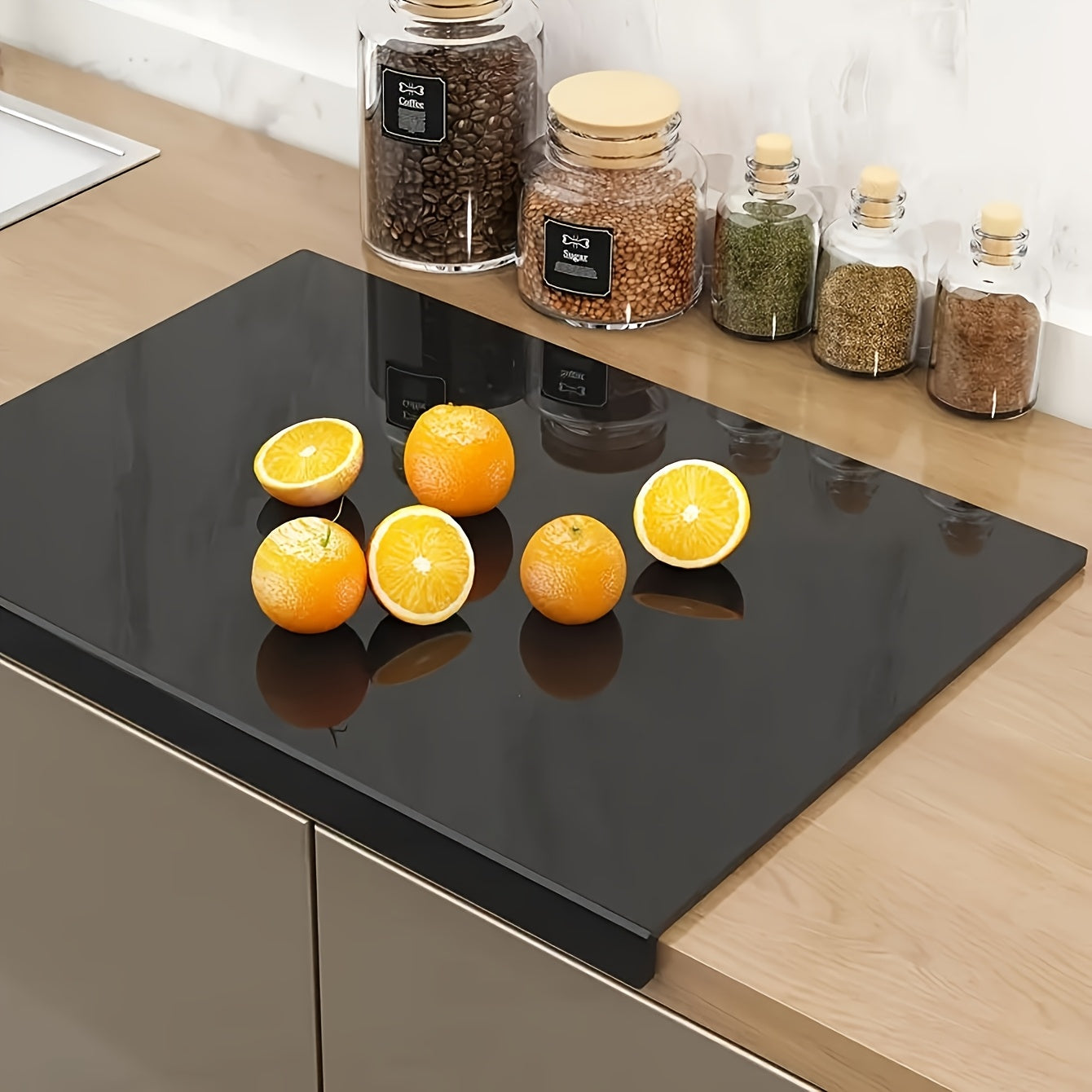 Large Black High-Tenacity PET Cutting Board With Protective Lip - Food-Safe Durable Countertop Protector For Kitchen Essentials, Scratch-Resistant Easy-Clean Design, Ideal For Holiday Gifts, Cutting Boards For Kitchen, Meal Preparation