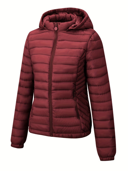 Women's Autumn/Winter Simple Lightweight Hooded Commuter Padded Coat with Pockets