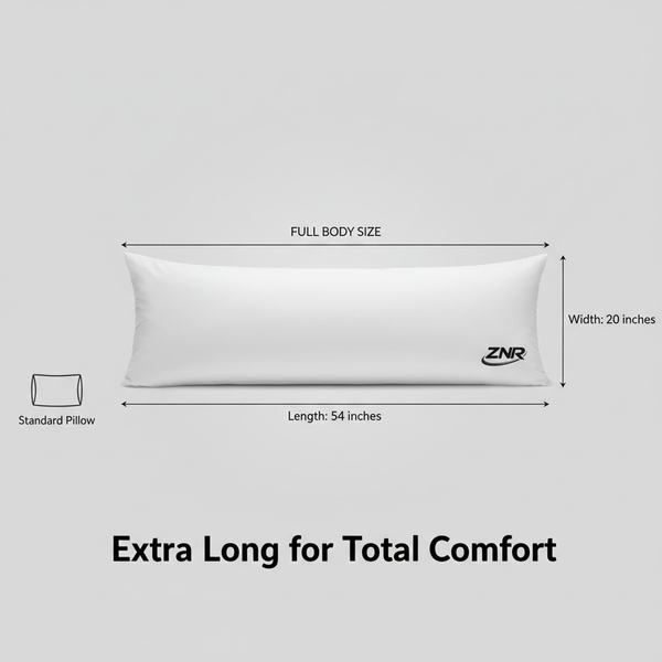 Full Body Bolster Pillow Hollowfiber Filled Long Body Pillow, Medium Firm Support Cushion for Side Sleepers, Maternity Comfort, Back & Neck Support