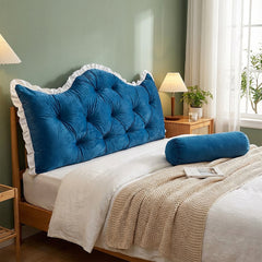 Large Ultra-Soft Comfortable Plush Backrest Pillow, Princess Style Reading Cushion, Neck and Back Support, Luxurious Fashionable Home Style Multifunctional Lace Ruffled Headboard Cushions, Suitable for Bedroom, Living Room, Dorm, Sofa Home Decor, Machine