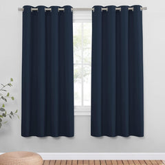 PONY DANCE Grey Blackout Thermal Insulated Curtains for Bedroom, 46 X 54 Inch Short Eyelet Curtains & Drapes, Soft Black Out 2 Panels for Window Living Room/Kitchen