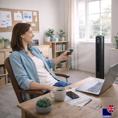 Morris Tower Fan 32 Inch Bladeless Design 3 Speeds Oscillating Remote Control Quiet 45dB for Bedroom Office 7.5H Timer