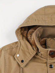Men'S Thick Mid-Length Jacket with a Hood, Winter Parka for Warmth, Suitable for Outdoor Casual Wear, Featuring a Zip And Multiple Pockets, with a Removable Hat
