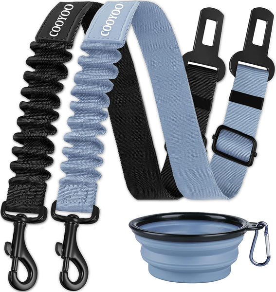 COOYOO Dog Seat Belt,3 Piece Set Retractable Dog Car Harness Adjustable Dog Seat Belt for Vehicle Nylon Pet Safety Seat Belts Heavy Duty & Elastic