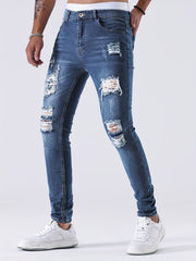 European and American Stretch Ripped Skinny Jeans