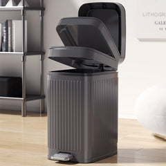 7L Household Grey Simple Trash Can Storage Bin, Anti-odor, Kitchen and Living Room Gap Trash Can with Lid, Push Foot Pedal Trash Can