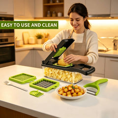 16-in-1 Kitchen Vegetable Chopper & Slicer Set, Multifunctional Food Cutter with Peeler, Dicer, Grater, Julienne Slicer, and Drain Basket, for Salad, Fruits, Onions, Potatoes, and All Your Meal Prep Needs