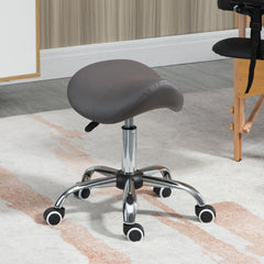 HOMCOM PU Leather Saddle Stool W/ Moulded Padded Seat Adjustable Height Grey