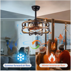Farmhouse Ceiling Fans with Light 3 Speeds Reversible Ceiling Fan Remote Control Timing Flush Mount Low Profile Vintage Ceiling Fan with Lights Bedroom Kitchen 6* E12 Bulb