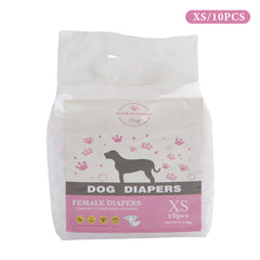 Dog Nappies, 10 PCS Female Pet Dog Cat Nappies Set, Disposable Sanitary Wraps Panties for Dog 0.5 - 32kg, Nappies Super Absorbent, 5 Size Diapers for Urinary Incontinence Dog