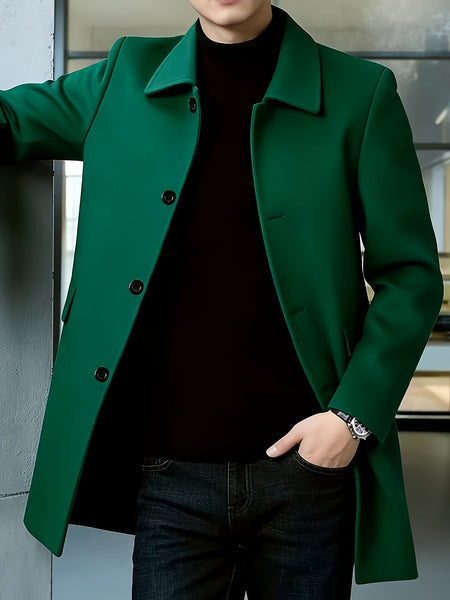 [Wanrenshan OBM] 2025 American Style New Men'S Casual Classic Versatile Solid Color Side Double Pocket Easy Design Handsome Dad Wrinkle-Resistant Non-Iron Single-Breasted Light Luxury Trench Coat