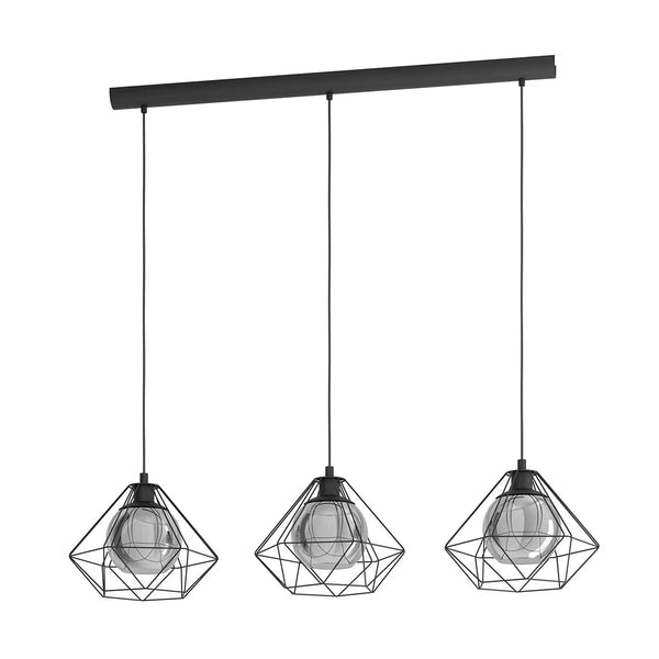 Eglo Vernham 3 Light Black Geometric Steel Pendant