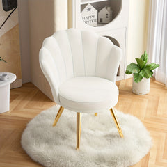 Modern Velvet Accent Chair With Back, Upholstered Vanity Chair For Makeup Room, Makeup Side Chair Desk Chair With Golden Metal Legs For Bedroom Living Room