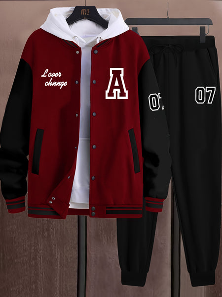 Men'S 2pcs A07 Fashion Casual Athletic Baseball Suit Set - Printed A07 Without Inner And Hat - Starry OBM
