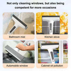 Professional-Grade Window Cleaner Kit with Rotatable Long Handle & 4 Fiber Cloths + 2 Silicone Strips - Heavy-Duty Indoor/Outdoor Glass Washing Tool for, Mirrors, Shower Doors, Car Glass - Easy-Install Hanging System, Durable Window