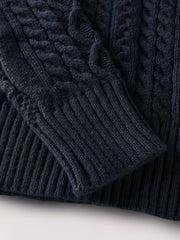 2025 Winter American Stand-Up Collar Half-Zip Knit Aran Sweater Mr. Pony Knitwear Pullover Card