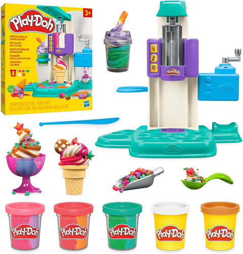 Play-Doh Rainbow Swirl Ice Cream Playset for Toddlers, Non-Toxic Modelling Compound Set, Crafts for Kids, Creative Toys for 3+ Year Olds