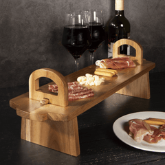 GEEZY Acacia Wooden Raised Serving Platter for Antipasti, Tapas, Entrees and Desserts, 36 x 13 x 13 cm