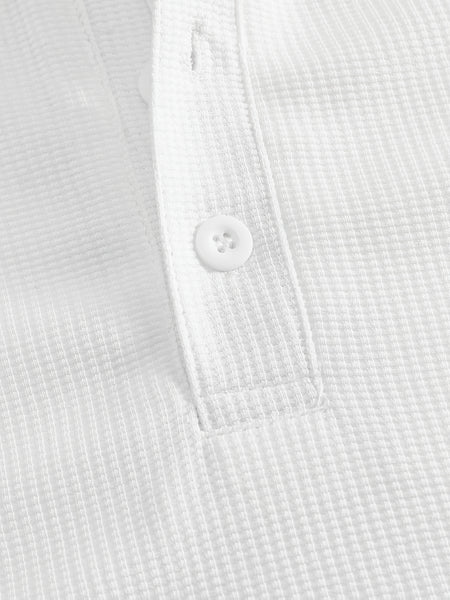 Men's Waffle Casual Suit Top Short Sleeve Turnover Collar Shirt Bottom Leisure Pants Comfortable and Clean Suitable for Spring and Summer Wear