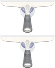 MR.SIGA Multi-Purpose Silicon Squeegee for Window, Glass, Shower Door, Car Windshield, Heavy Duty Window Scrubber, Includes Suction Hook, 10 Inch, Grey & Black, 1 Pack