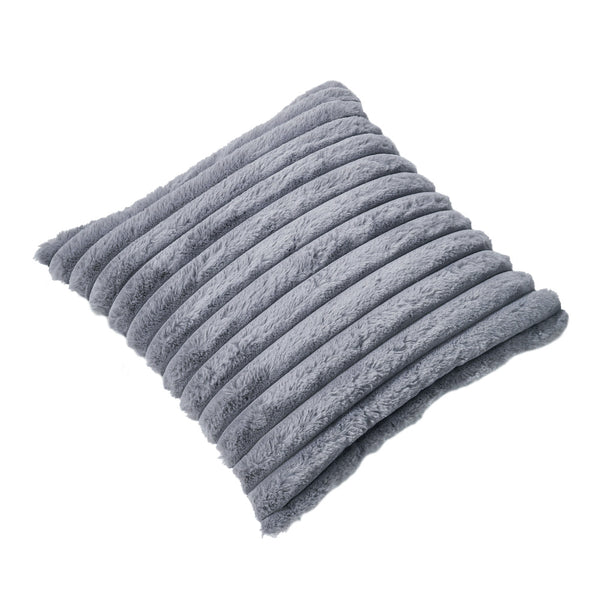Plush Soft Vertical Strip Decoration Pillow with Pillow Core, Sofa Seat Cushion Cushion Pillow, Square Pillow Home Decoration Sofa Bedroom Pillow, Suitable for Home Bedroom Decoration, Grey, 18